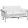 Zuo Singular White Leatherette and Chrome Love Seat
