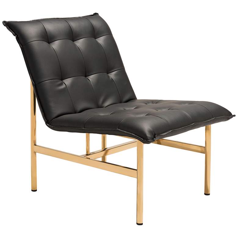 Image 1 Zuo Slate Black and Gold Tufted Armless Lounge Chair
