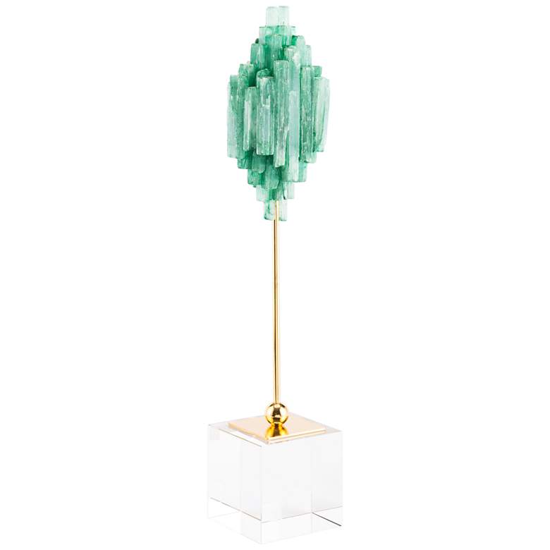 Image 1 Zuo Small 16 1/2" High Green Stone Sculpture on Pedestal