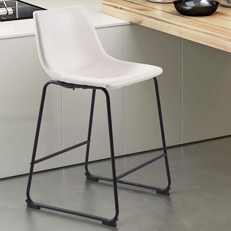 Image 1 Zuo Smart 24 1/4" White Faux Leather Modern Counter Stool