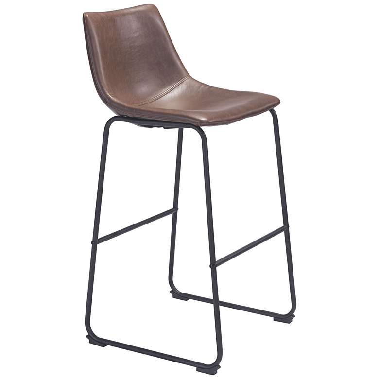 Image 1 Zuo Smart 29" Vintage Espresso Faux Leather Bar Chair