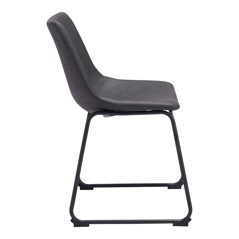 Image 5 Zuo Smart Charcoal Faux Leather Dining Chairs Set of 2 more views