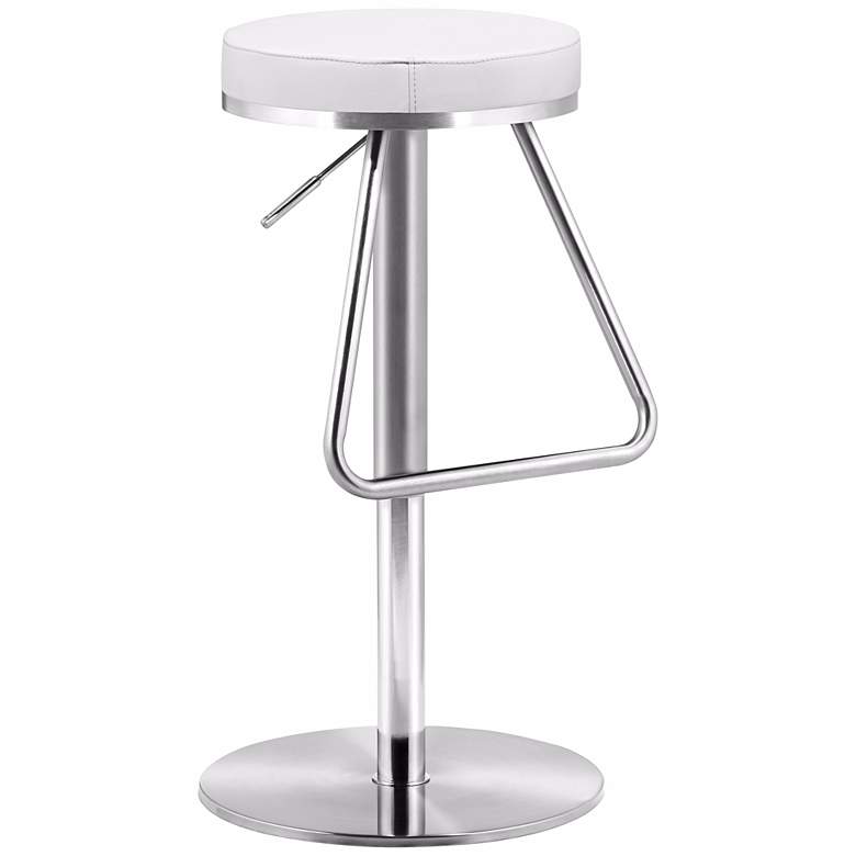 Image 1 Zuo Soda White Adjustable Height Bar or Counter Stool