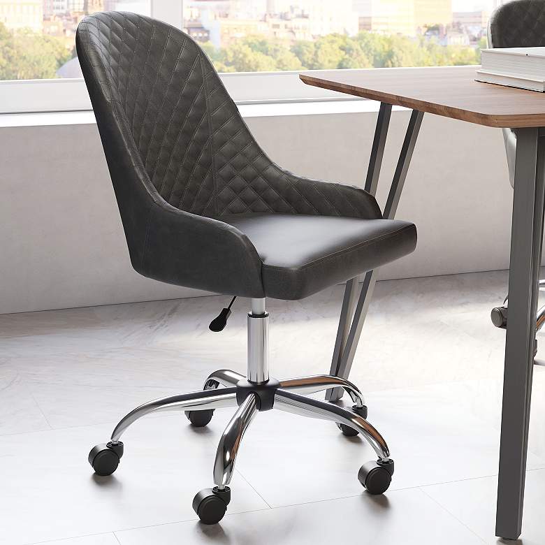 Image 1 Zuo Space Gray Faux Leather Adjustable Swivel Office Chair