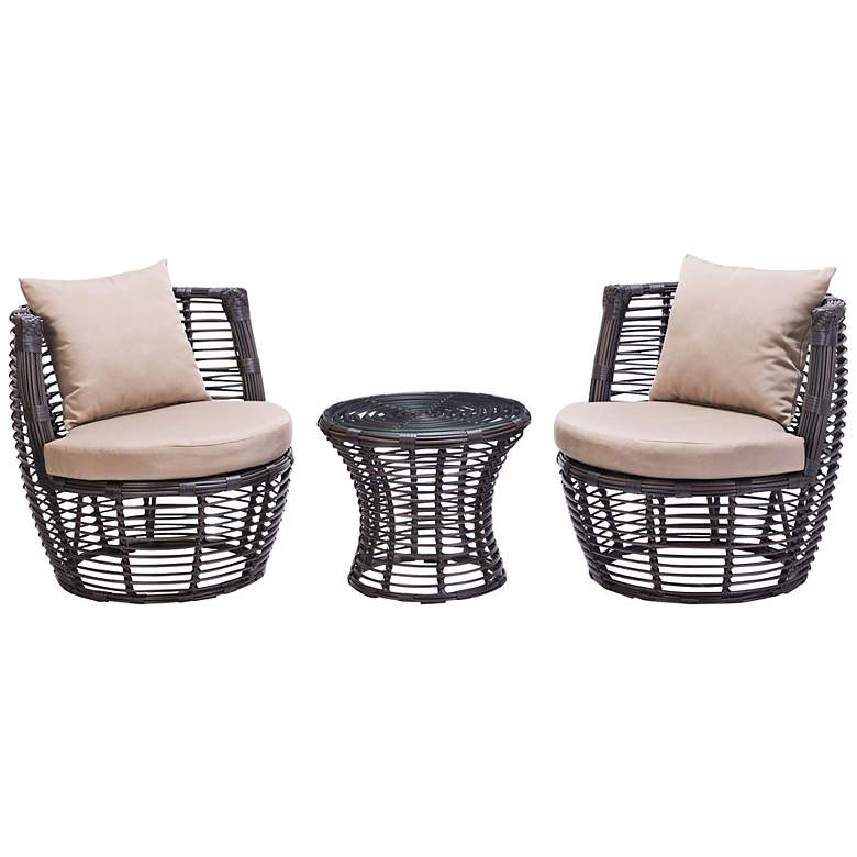 Image 1 Zuo Stanley Brown 3-Piece Stacking Patio Set