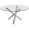 Zuo Stant 54 1/4 Wide Chrome Tripod Round Glass Dining Table