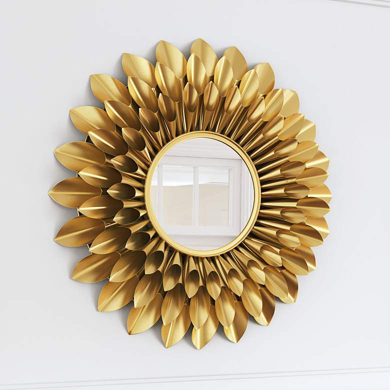 Image 1 Zuo Sunflower Gold 31 1/2" Round Wall Mirror