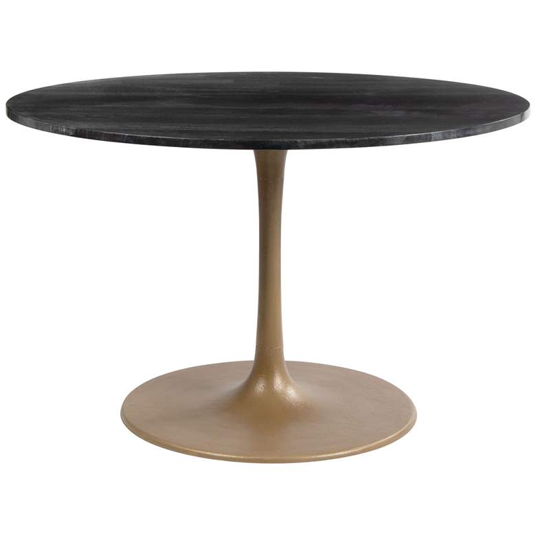 Image 1 Zuo Taj 47 inch Wide Black Marble Gold Metal Round Dining Table
