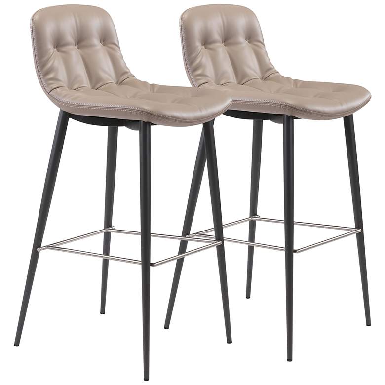 Image 2 Zuo Tangiers 30 1/4" Taupe Tufted Bar Stools Set of 2