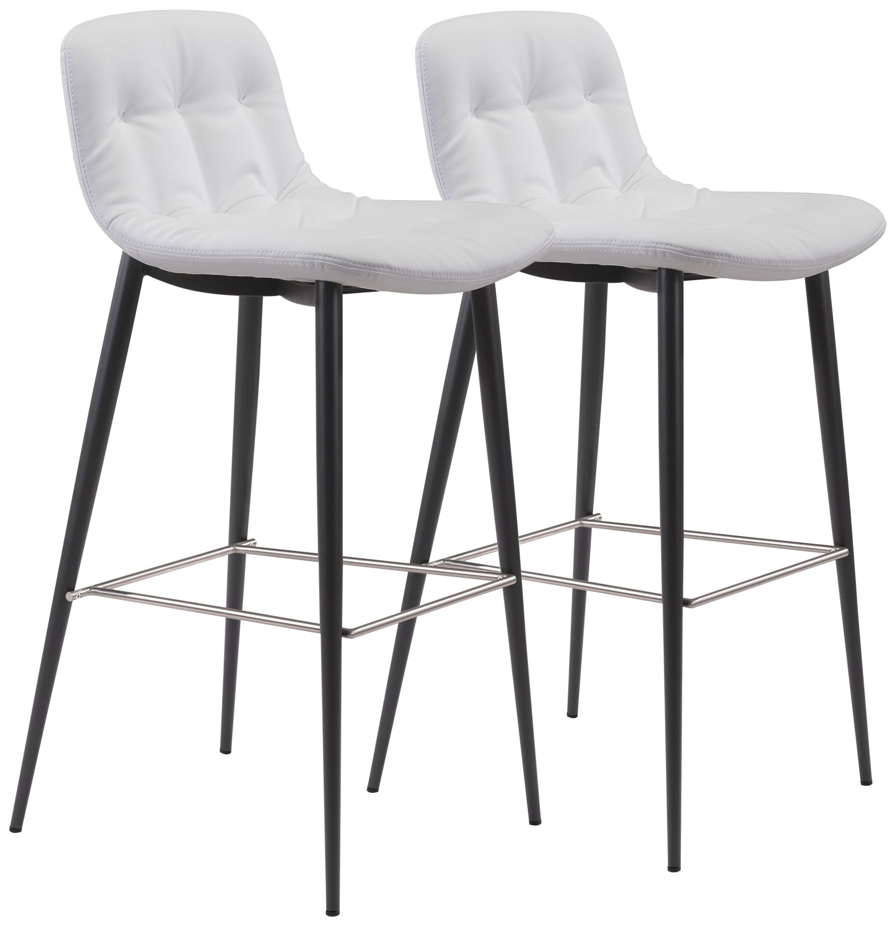 White leather tufted bar stools hot sale