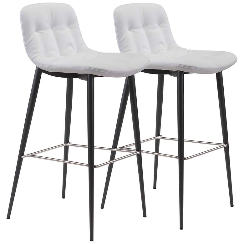 Image 2 Zuo Tangiers 30 1/4" White Tufted Bar Stools Set of 2