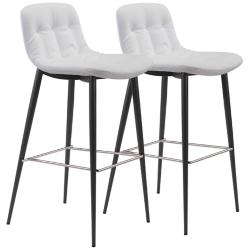 Zuo Tangiers 30 1/4&quot; White Tufted Bar Stools Set of 2