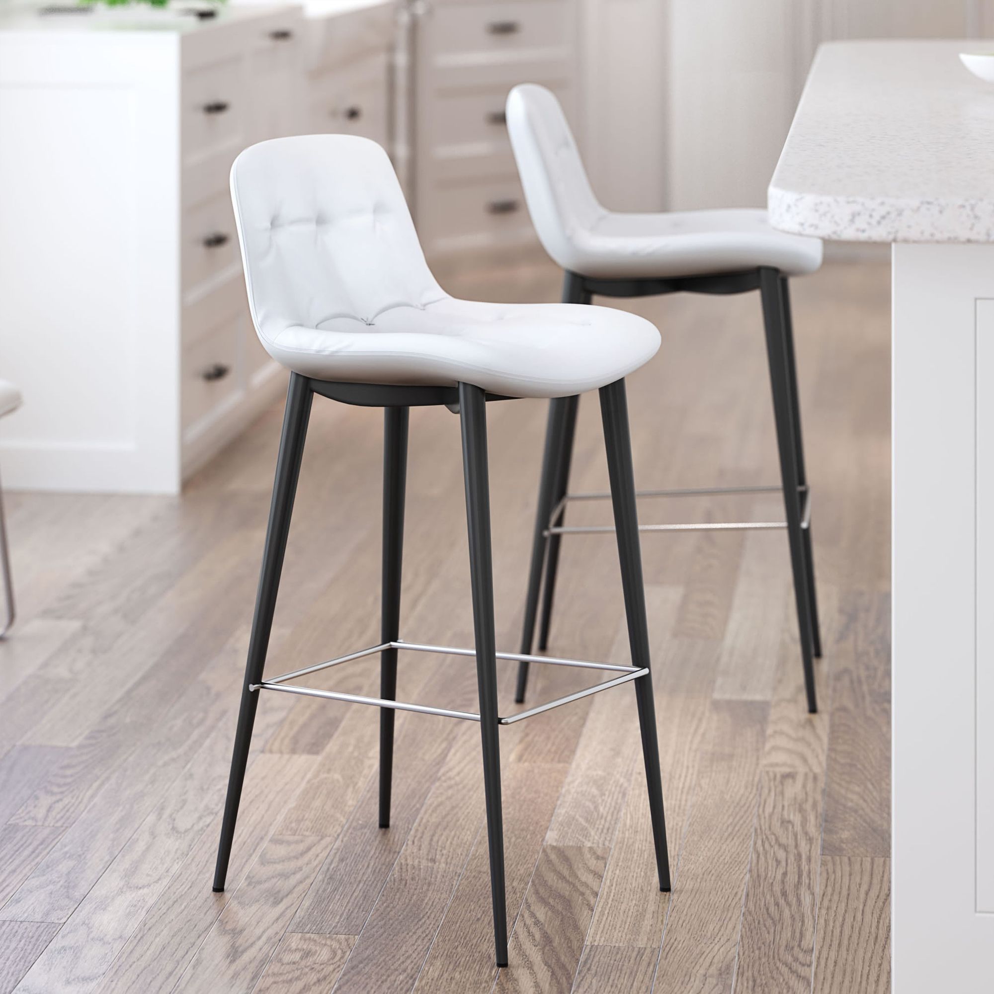 White tufted counter stool sale