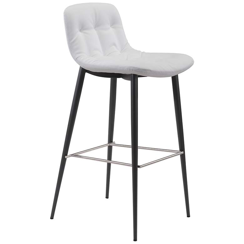 Image 5 Zuo Tangiers 30 1/4 inch White Tufted Bar Stools Set of 2 more views