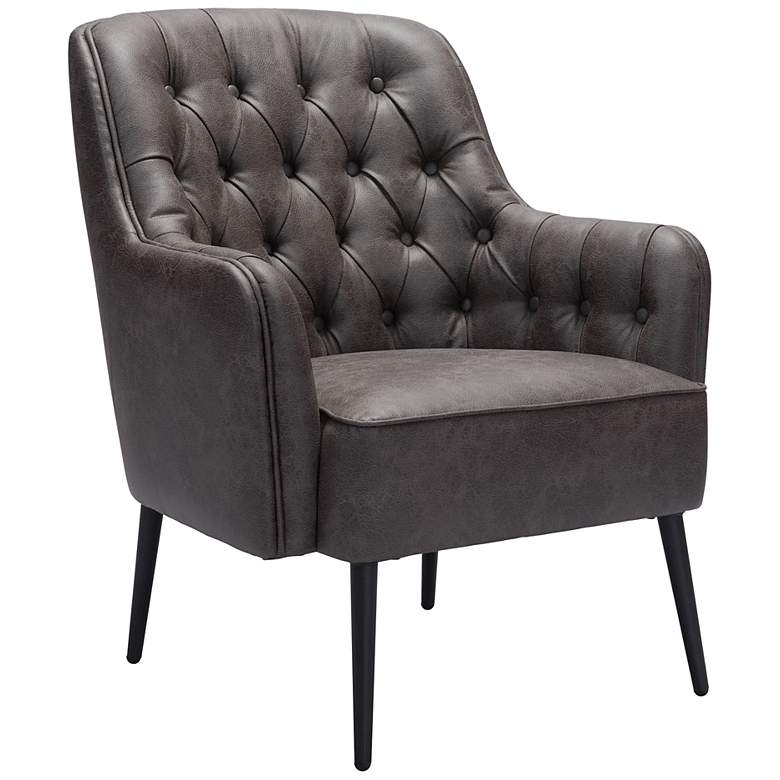 Image 2 Zuo Tasmania Vintage Black Fabric Tufted Accent Chair