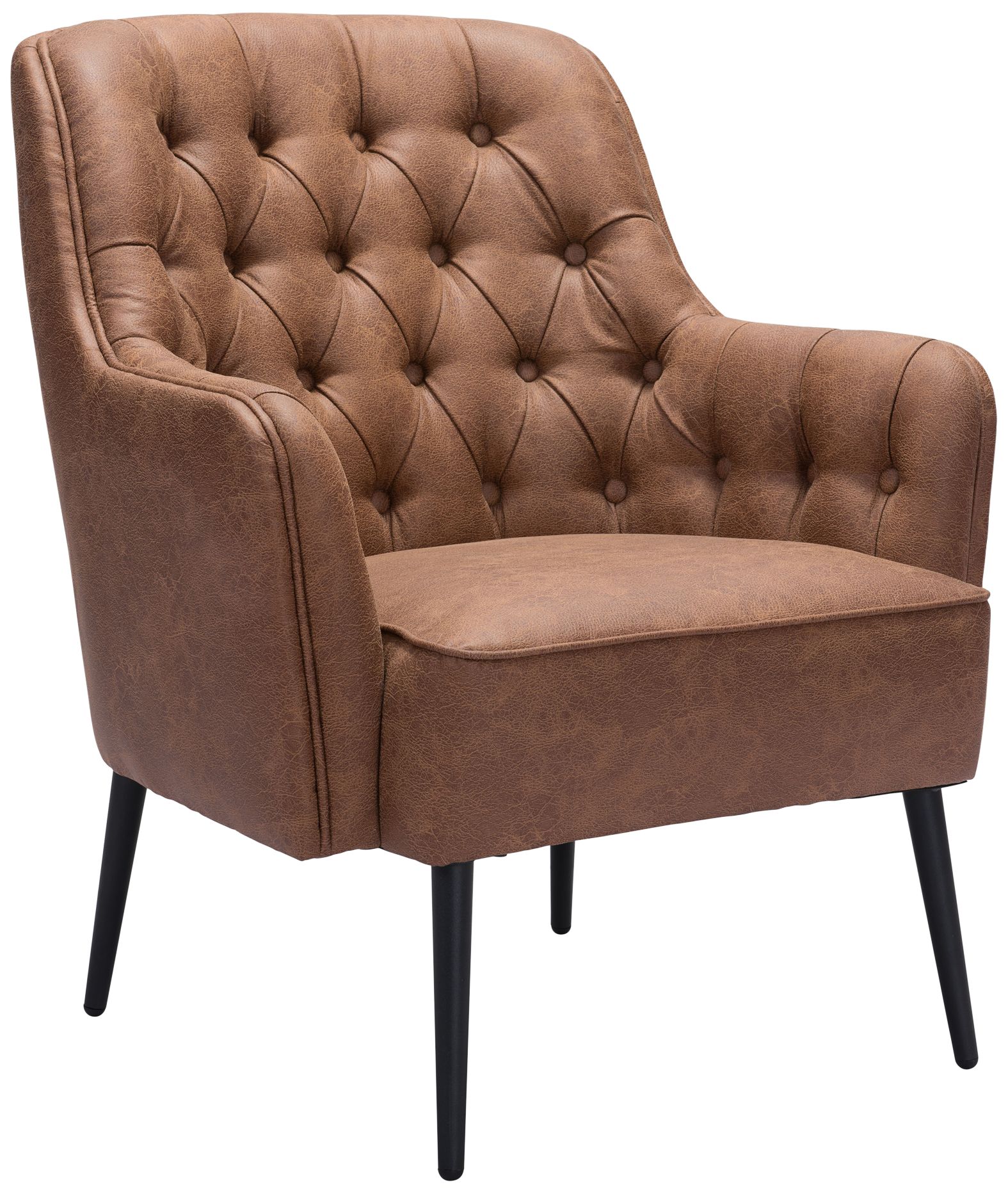 Image 2 Zuo Tasmania Vintage Brown Fabric Tufted Accent Chair