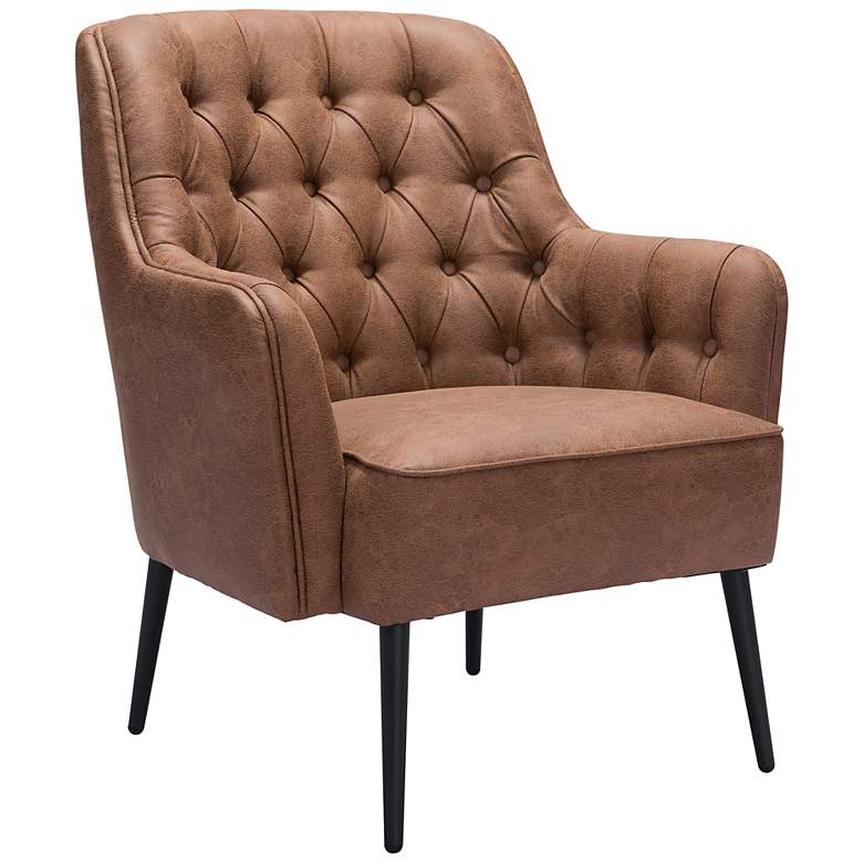 Image 2 Zuo Tasmania Vintage Brown Fabric Tufted Accent Chair