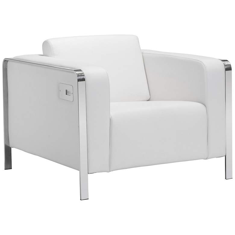 Image 1 Zuo Thor White Leatherette Armchair