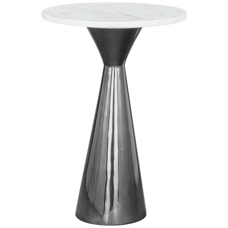 Zuo Tim 15&quot; Wide Matte White Marble Plated Gray Side Table