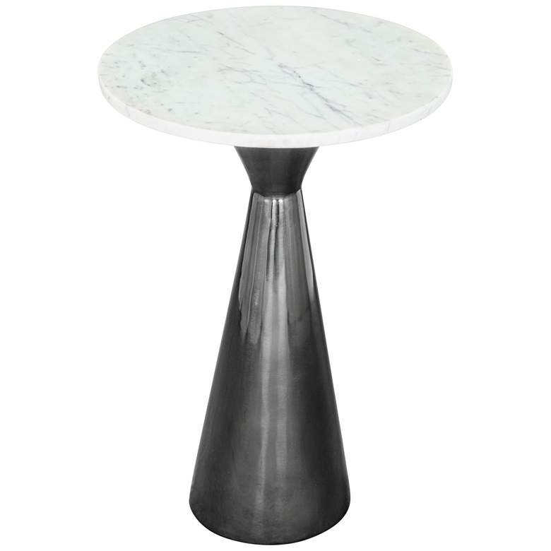 Image 6 Zuo Tim 15" Wide Matte White Marble Plated Gray Side Table more views