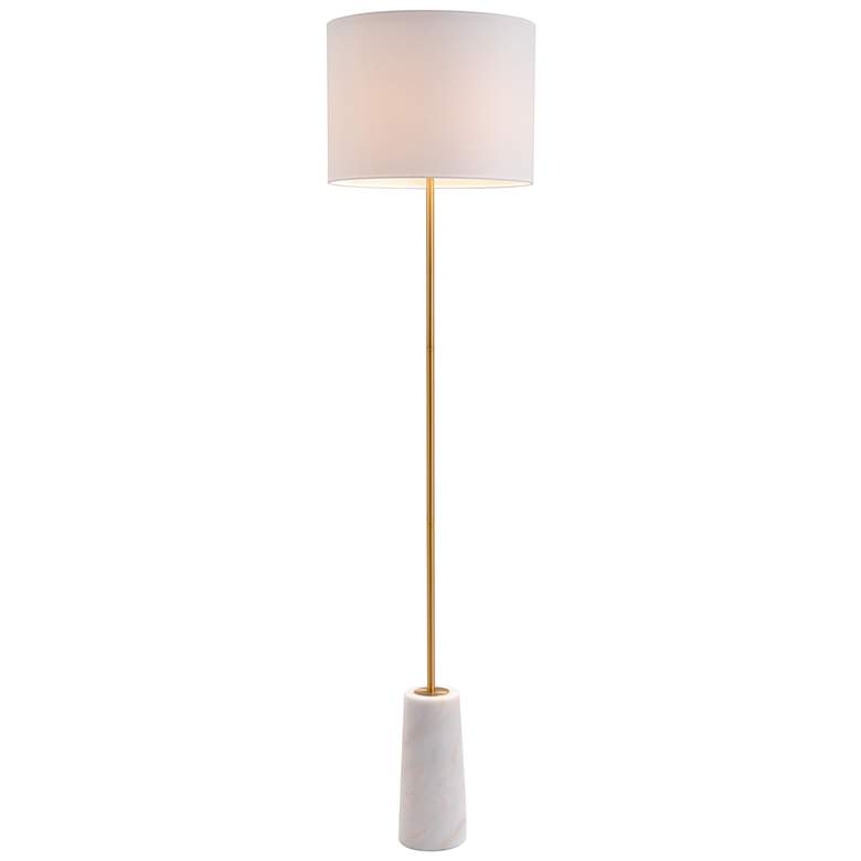 Image 1 Zuo Titan 63" High White and Brass Modern Floor Lamp