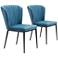 Zuo Tolivere Blue Velvet Dining Chairs Set of 2