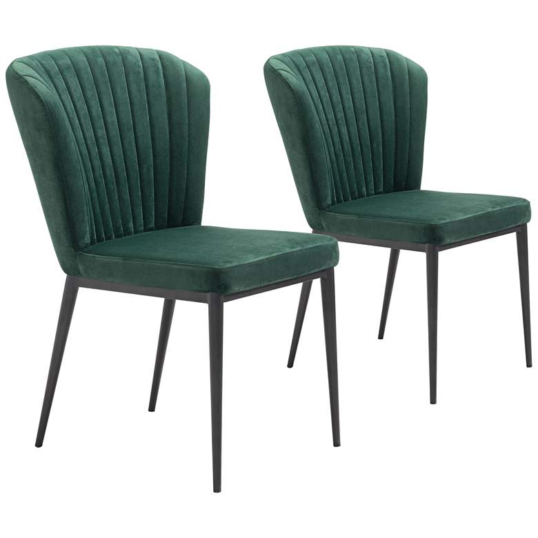 Image 1 Zuo Tolivere Green Velvet Dining Chairs Set of 2