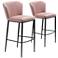 Zuo Tolivere Pink Velvet Armless Bar Chairs Set of 2