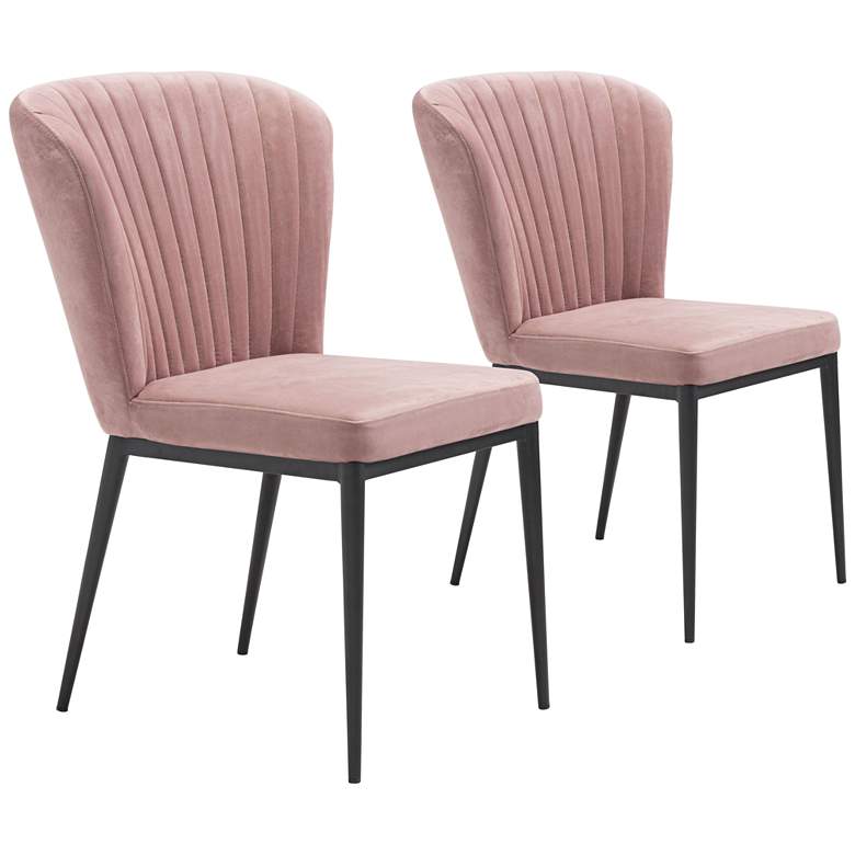 Image 1 Zuo Tolivere Pink Velvet Dining Chairs Set of 2