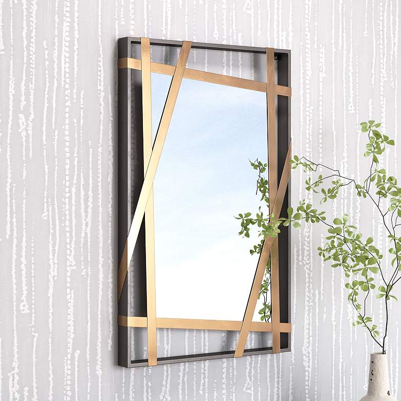 Image 1 Zuo Tolix Black and Gold 19 3/4" x 31 1/2" Wall Mirror