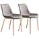 Zuo Tony Gray Velvet Fabric Dining Chairs Set of 2