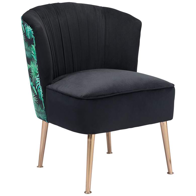 Image 1 Zuo Tonya Black Pleated and Tropical Print Accent Chair