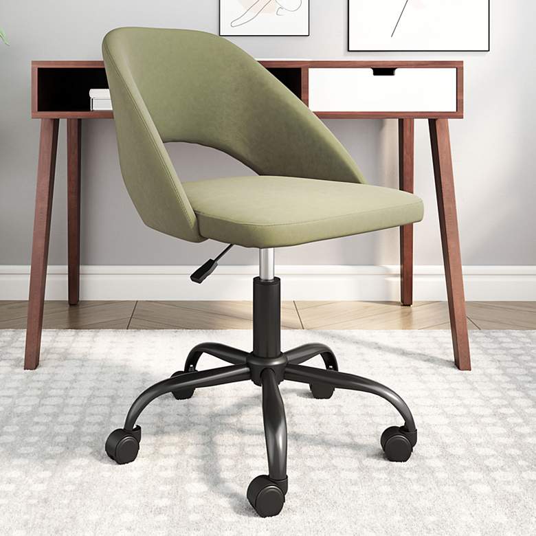 Image 1 Zuo Treibh Olive Fabric Adjustable Swivel Office Chair