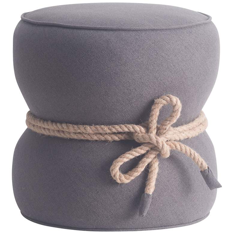 Image 1 Zuo Tubby Gray Fabric Round Modern Ottoman with Rope Trim
