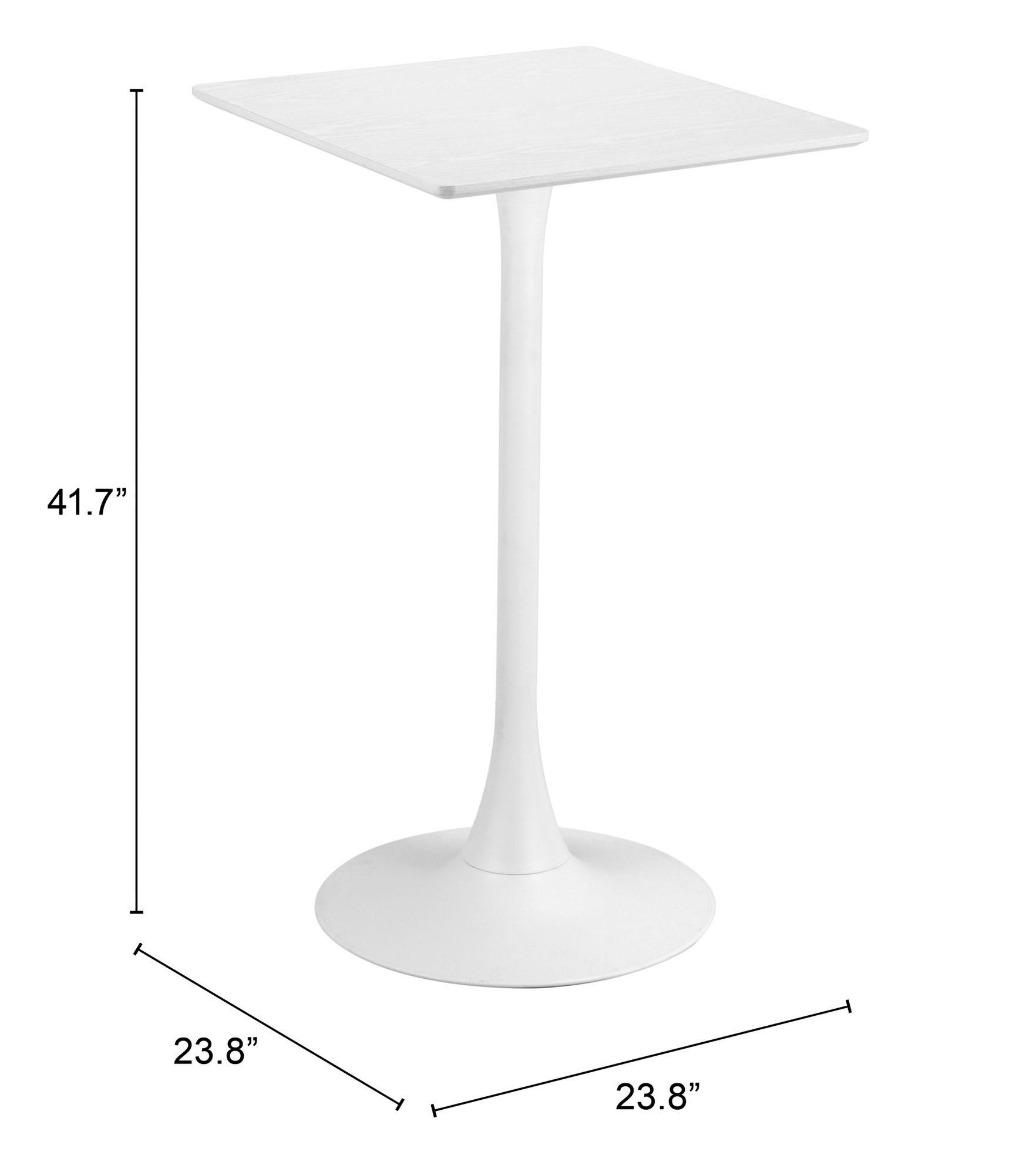 Zuo Valleta 23 3/4" Wide White Pedestal Bar Table