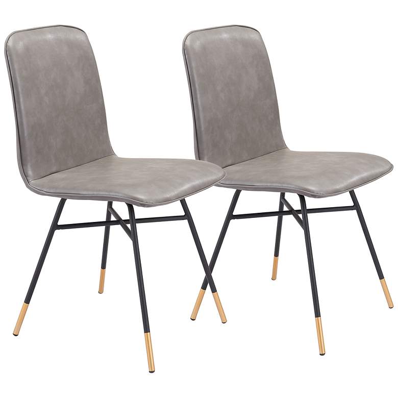 Image 2 Zuo Var Gray Fabric Dining Chairs Set of 2