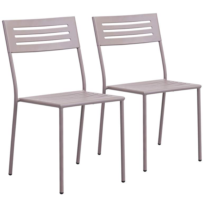 Image 1 Zuo Wald Electro Taupe Outdoor Dining Chair Set of 2