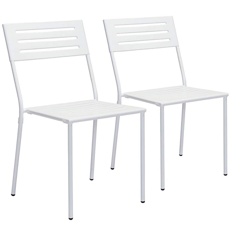 Image 1 Zuo Wald Electro White Outdoor Dining Chair Set of 2