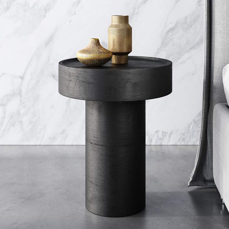 Image 1 Zuo Watson 16" Wide Painted Black Mango Wood Round Side Table