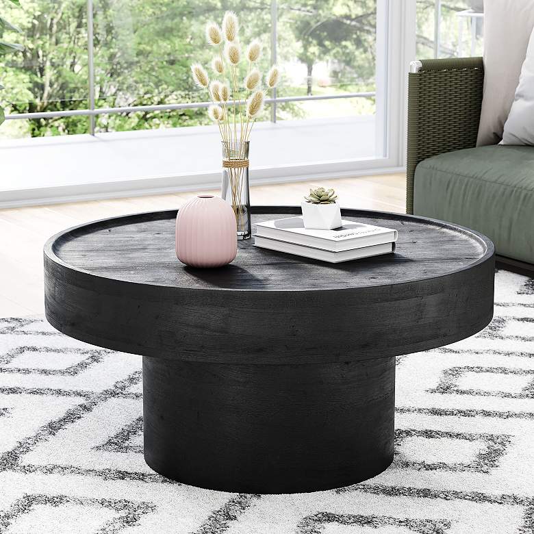Image 1 Zuo Watson 28 inch Wide Painted Black Mango Wood Round Coffee Table