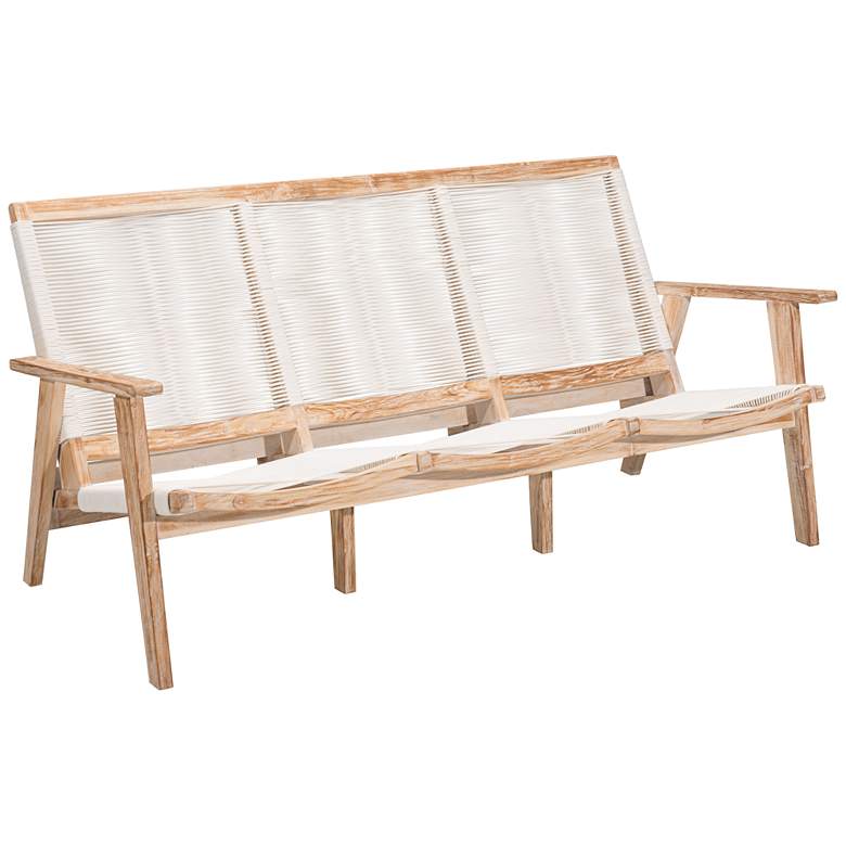 Image 1 Zuo West Port White Wash Wood and White Outdoor Sofa
