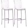 Zuo White Leatherette Weave 41" High Set of 2 Bar Stools