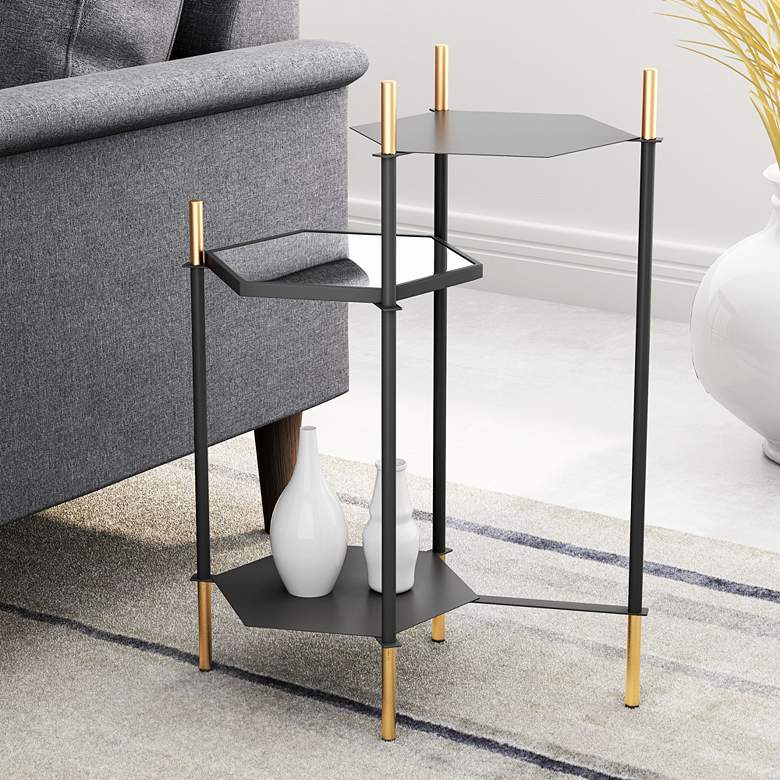 Image 1 Zuo William Painted Black Gold Metal Side Table