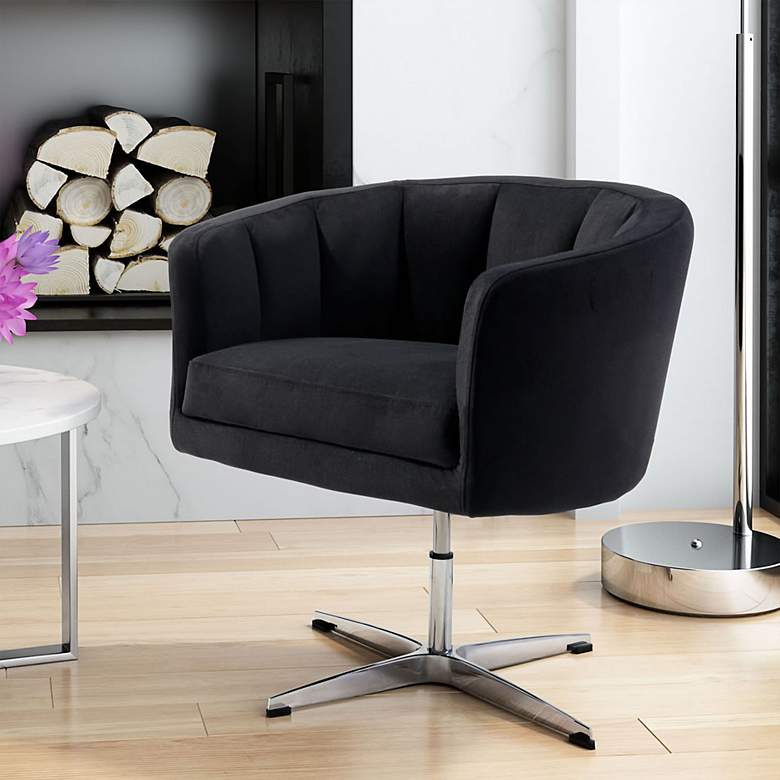 Image 1 Zuo Wilshire Black Fabric Adjustable Swivel Modern Occasional Chair