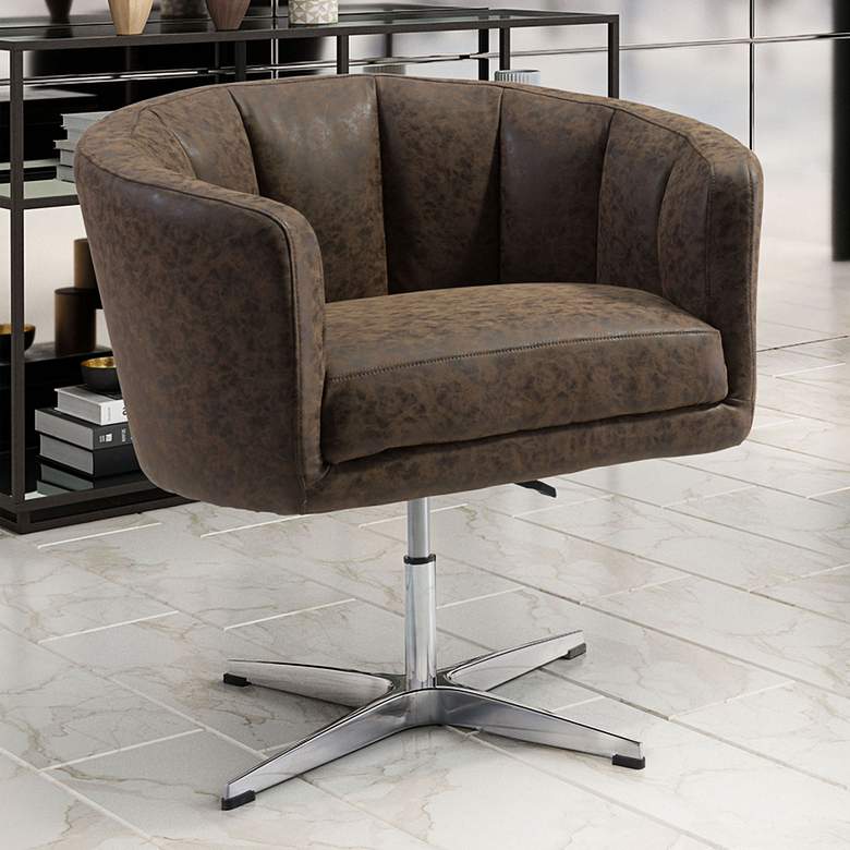 Image 1 Zuo Wilshire Coffee Faux Leather Modern Swivel Chair