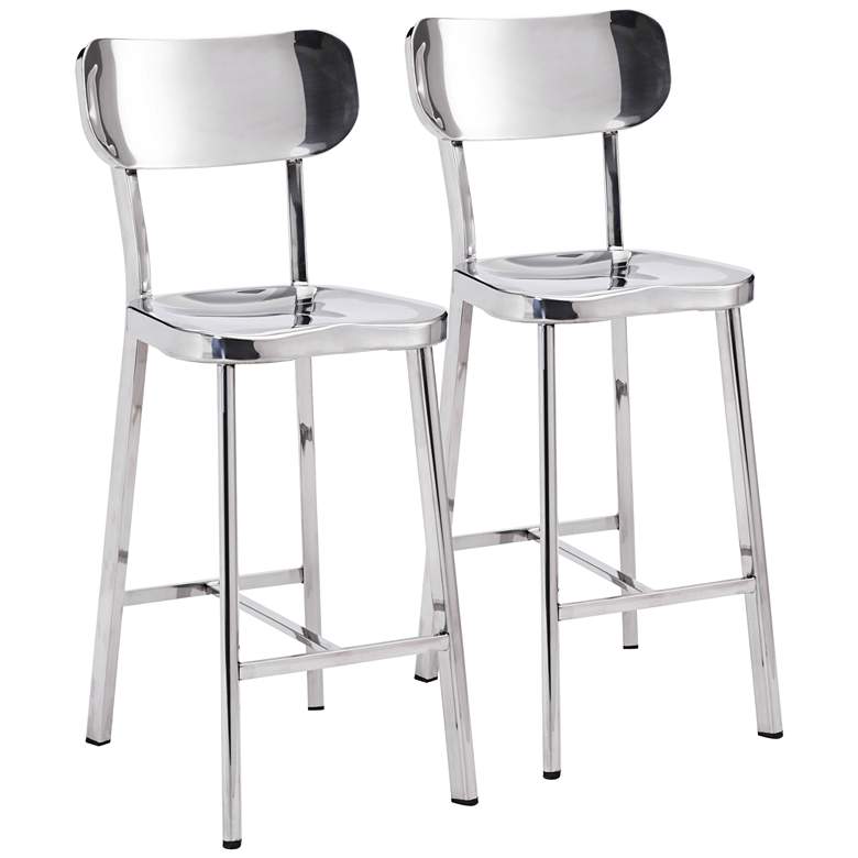 Image 1 Zuo Winter 24 1/2" Stainless Steel Counter Stool Set of 2