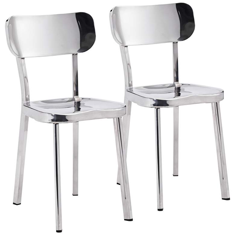 Image 1 Zuo Winter Classic Stainless Steel Dining Chair Set of 2