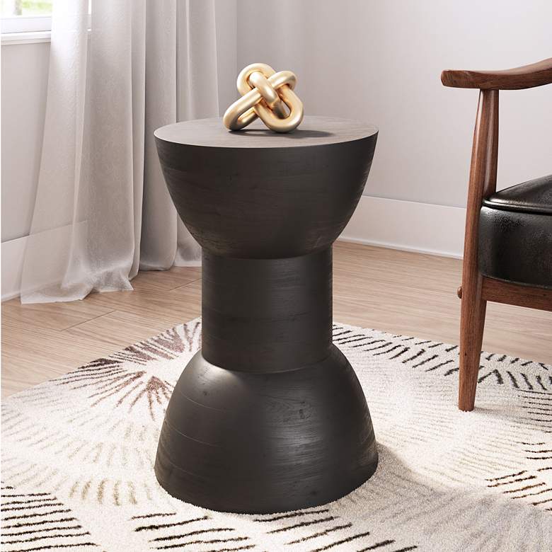Image 1 Zuo Wisdom 12 3/4" Wide Matte Black Stool or Side Table