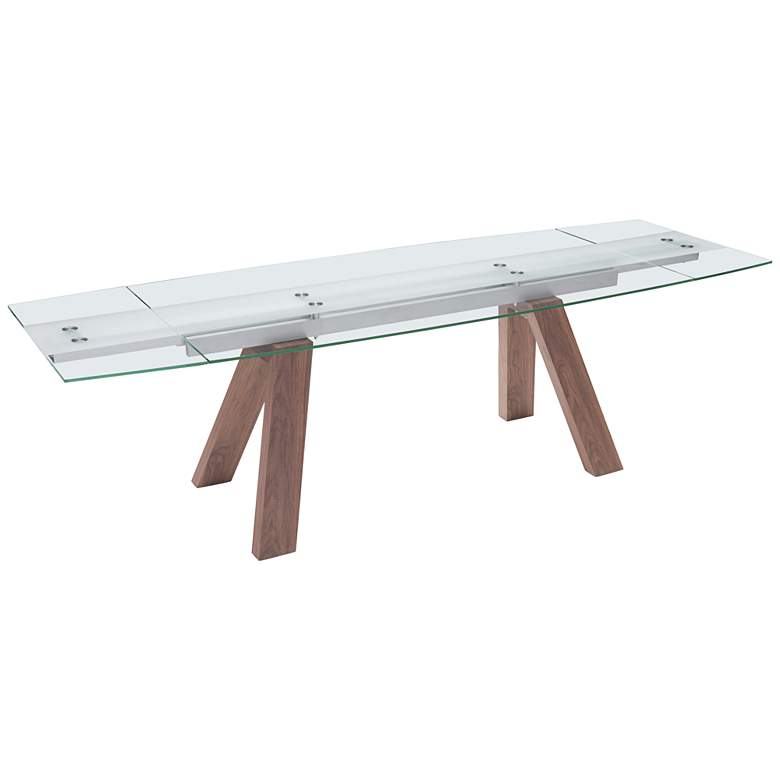 Image 1 Zuo Wonder 71 inch Wide Walnut and Glass Extension Dining Table
