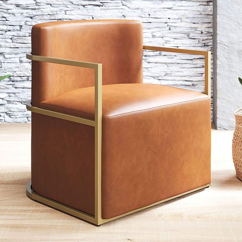 Image 1 Zuo Xander Brown Faux Leather Accent Chair